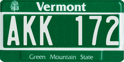 VT license plate AKK172