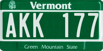 VT license plate AKK177