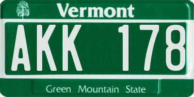 VT license plate AKK178