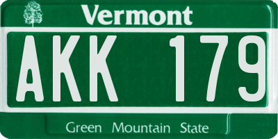 VT license plate AKK179