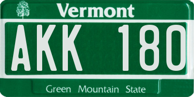 VT license plate AKK180