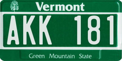VT license plate AKK181