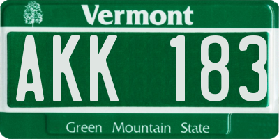 VT license plate AKK183