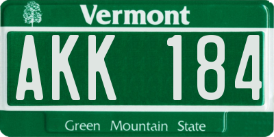 VT license plate AKK184
