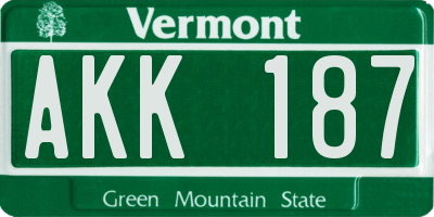 VT license plate AKK187