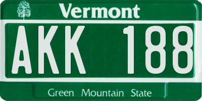 VT license plate AKK188
