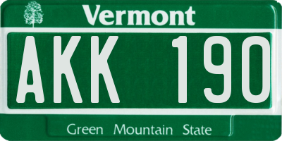 VT license plate AKK190