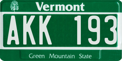 VT license plate AKK193