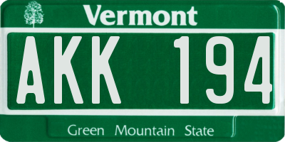 VT license plate AKK194