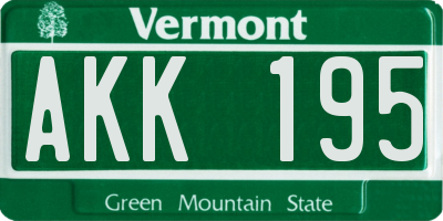 VT license plate AKK195
