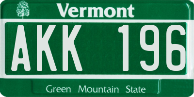 VT license plate AKK196