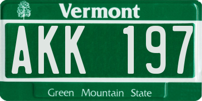 VT license plate AKK197