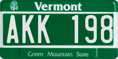 VT license plate AKK198