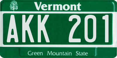 VT license plate AKK201