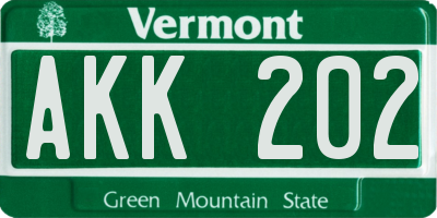 VT license plate AKK202