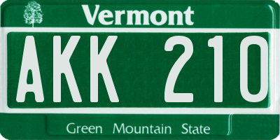 VT license plate AKK210