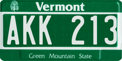 VT license plate AKK213