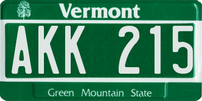 VT license plate AKK215