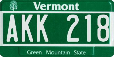 VT license plate AKK218