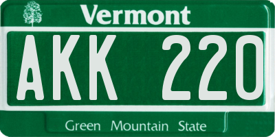 VT license plate AKK220