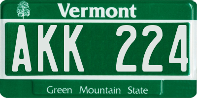 VT license plate AKK224