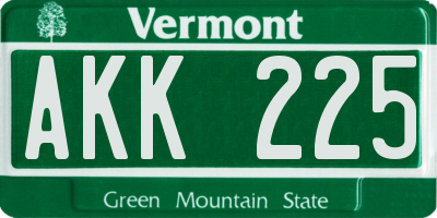 VT license plate AKK225