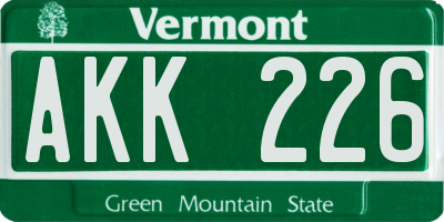 VT license plate AKK226