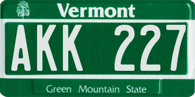 VT license plate AKK227