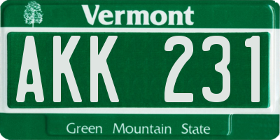 VT license plate AKK231