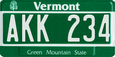 VT license plate AKK234