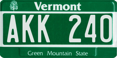 VT license plate AKK240