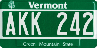 VT license plate AKK242