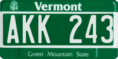 VT license plate AKK243