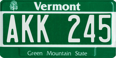 VT license plate AKK245