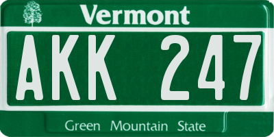 VT license plate AKK247