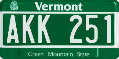 VT license plate AKK251