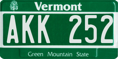 VT license plate AKK252