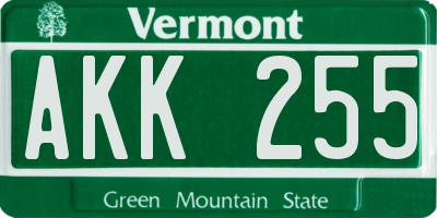 VT license plate AKK255