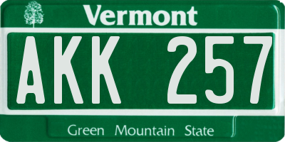 VT license plate AKK257