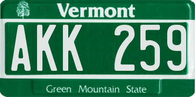 VT license plate AKK259