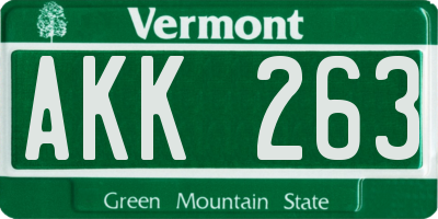 VT license plate AKK263