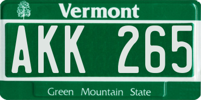 VT license plate AKK265