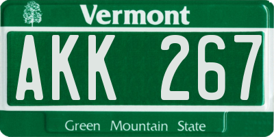 VT license plate AKK267
