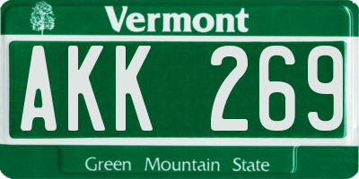 VT license plate AKK269