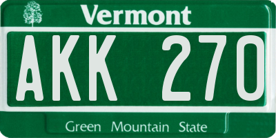 VT license plate AKK270