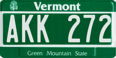 VT license plate AKK272