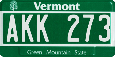 VT license plate AKK273