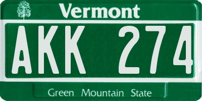 VT license plate AKK274