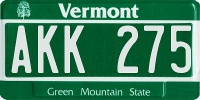 VT license plate AKK275