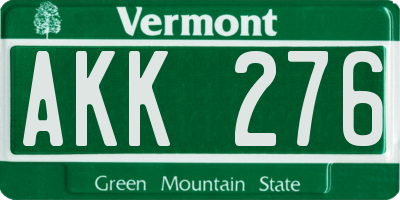 VT license plate AKK276